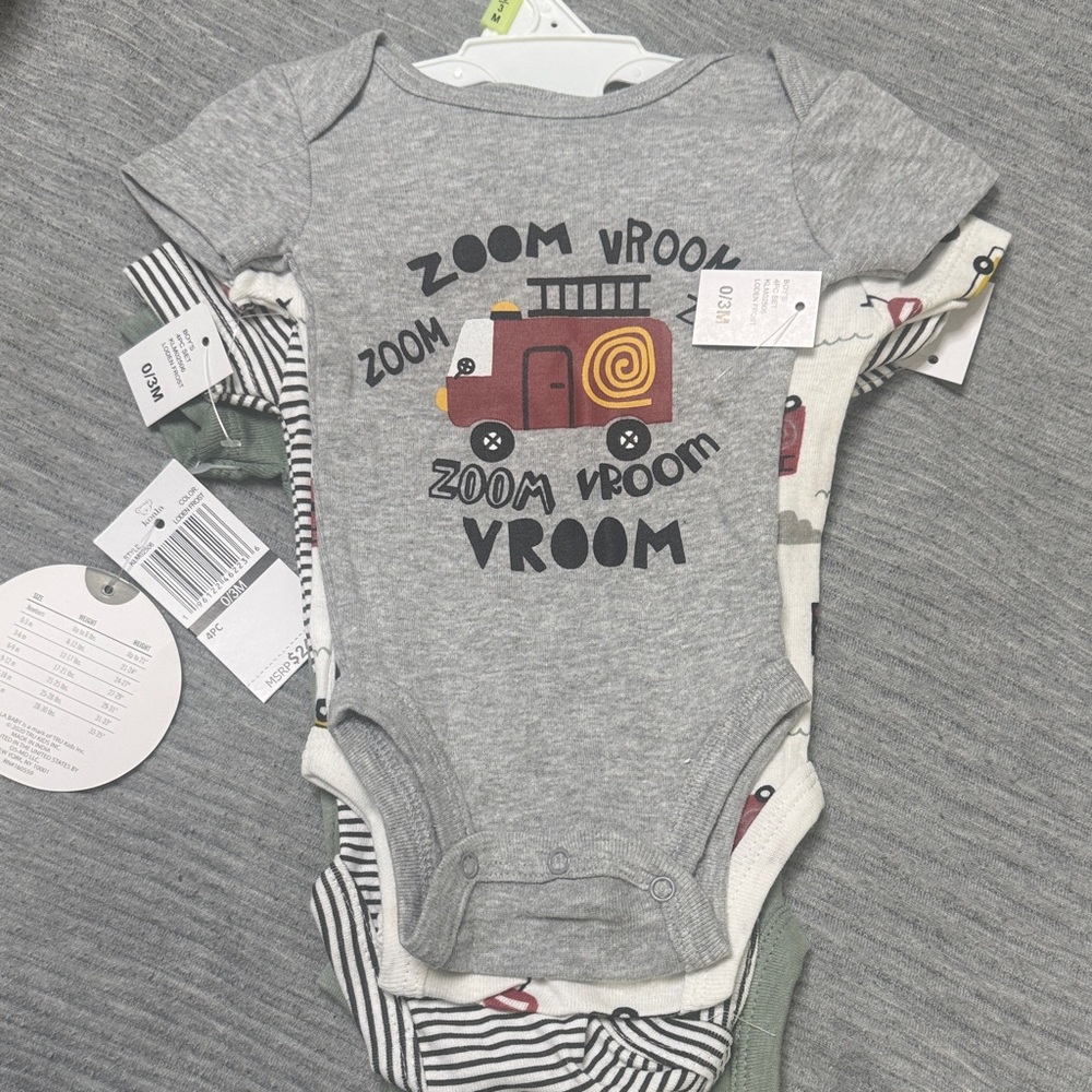 Koala Baby NWT 5 Piece Baby Boy Bodysuit Set 0-3M Cars